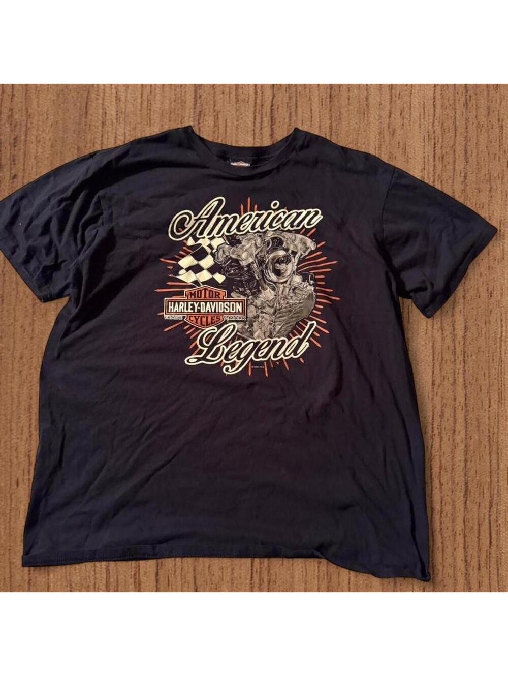 Harley Davidson Men's Black and Navy Tshirt